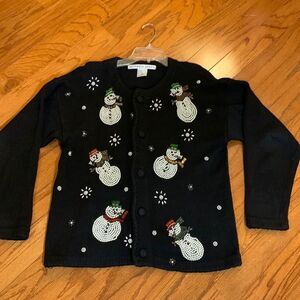 VICTORIA JONES SIZE MEDIUM Vintage black snowman sweater